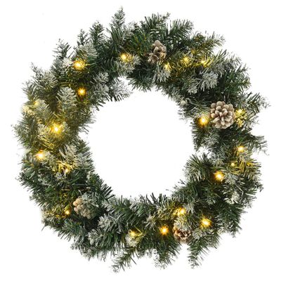 vidaXL Vianočný veniec s LED svetlami zelený 60 cm PVC