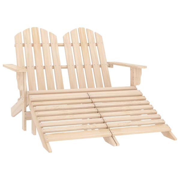vidaXL 2-miestna záhradná stolička a taburetka Adirondack jedľa