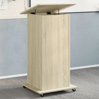 vidaXL Rečnícky pult kolieska zásuvka dub sonoma 55x55x107cm kom.drevo