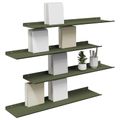 vidaXL Závesná polica 4 ks Olivová zelená 80 x 18 x 2,5 cm Oceľ