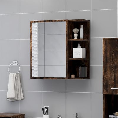 vidaXL Zrkadlová skrinka dymový dub 62,5x20,5x64 cm spracované drevo