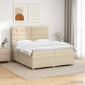 vidaXL LED boxspring posteľ s matracom Krémová 200 x 200 cm Látka