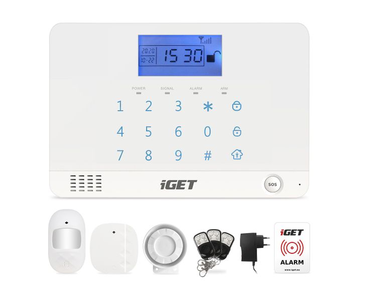 iGET SECURITY M3B - bezdrôtový GSM alarm CZ, zasiela SMS/telefonuje,záložná batéria 8 hod,aplikácia CZ