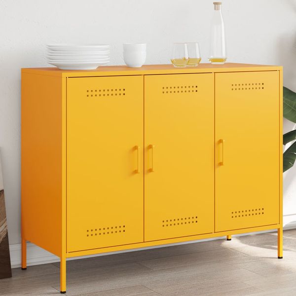 vidaXL Komoda horčicovožltá 100,5x39x79 cm oceľ
