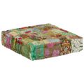 vidaXL Patchwork taburetka zelená 50x50x12 cm bavlnená štvorcová ručne vyrobená