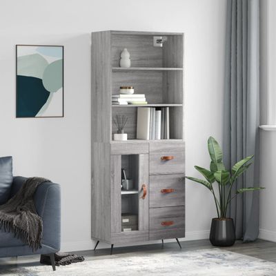 vidaXL Vysoká skrinka sivý dub sonoma 69,5x34x180 cm spracované drevo