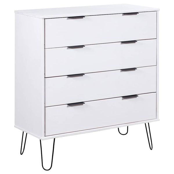 vidaXL Skrinka so zásuvkami, biela 76,5x39,5x90,3 cm, borovicový masív