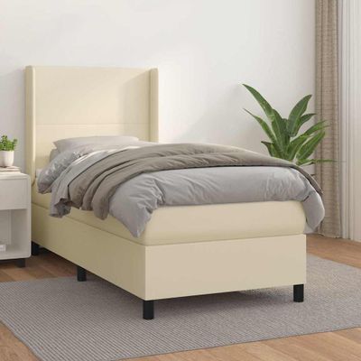 vidaXL Boxspring posteľ s matracom krémová 100x200 cm umelá koža