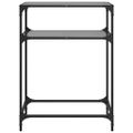 vidaXL Konzolový stolík s čiernou sklenenou doskou 60x35x81 cm oceľ