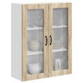 vidaXL Nástenný sklenený kabinet LUCCA Dub sonoma 80 x 31 x 100 cm