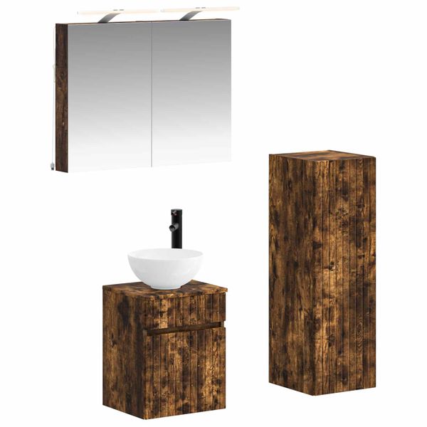 vidaXL Sada kúpeľňového nábytku 4 pcs Dymový dub