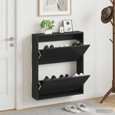 vidaXL Nástenný botník BREDA 71 x 17 x 86 cm Kompozitné drevo Čierna