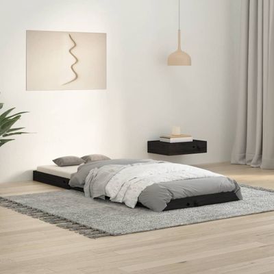 vidaXL Rám postele čierny 75x190 cm malé jednolôžko masívna borovica