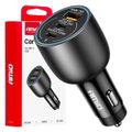 Nabíjačka do auta 2x USB C port + USB A port 12/24V 100W AMIO-04371