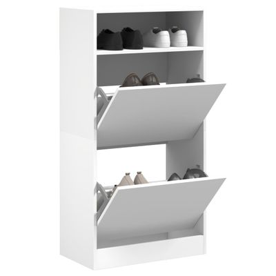 vidaXL Botník biely 60x34x116 cm kompozitné drevo