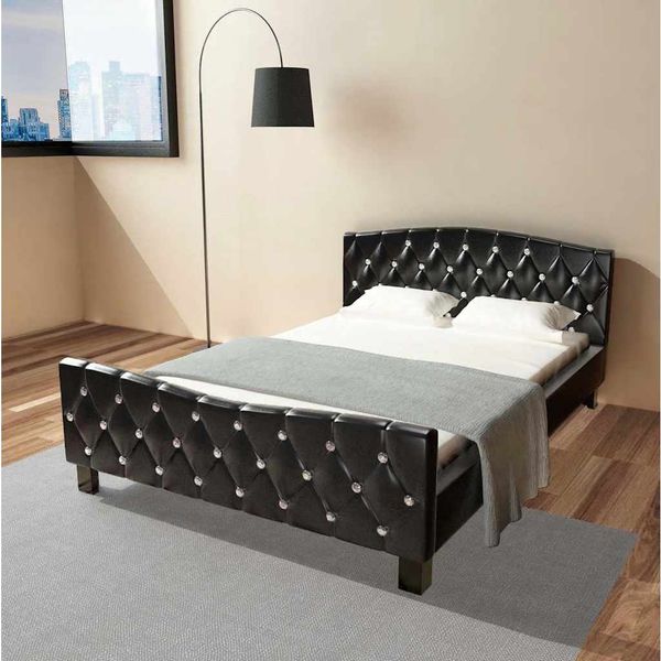 vidaXL Posteľ s matracom, pamäťová pena, čierna, umelá koža 140x200 cm