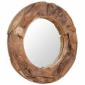 vidaXL Dekoratívne zrkadlo z teakového dreva, 80 cm, okrúhle