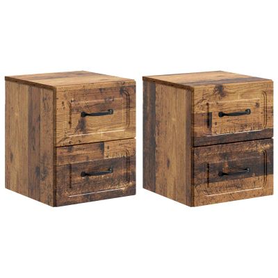 vidaXL Nástenná nočná skrinka 2 pcs Staré drevo 34,5 x 33 x 40 cm