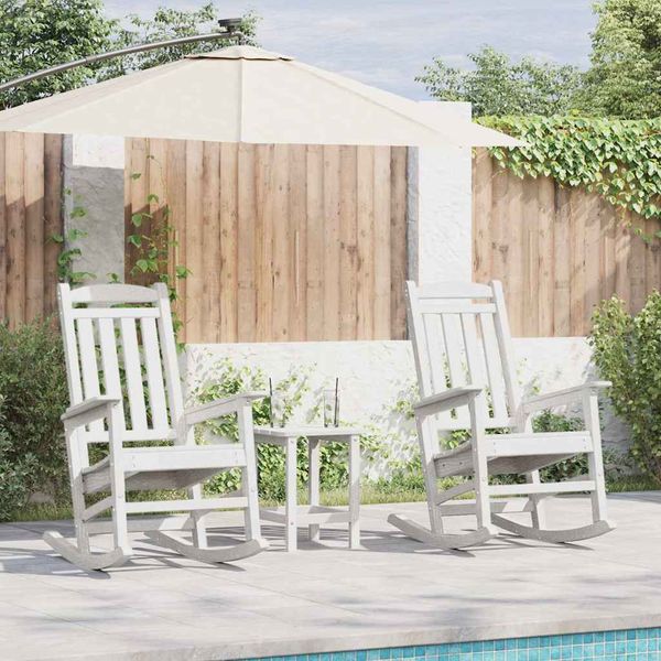 vidaXL Hojdacie kreslo 3 pcs Biela Polyetylén