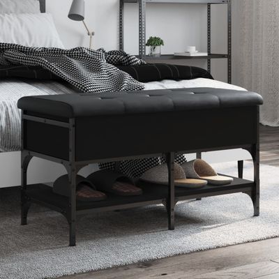 vidaXL Lavička na topánky čierna 82x42x45 cm kompozitné drevo
