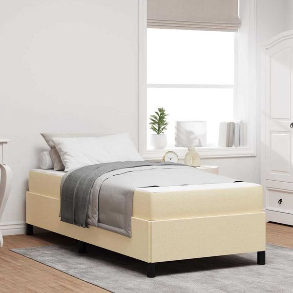vidaXL Posteľ s pružinovým rámom s matracmi Krémová 90 x 190 cm látka