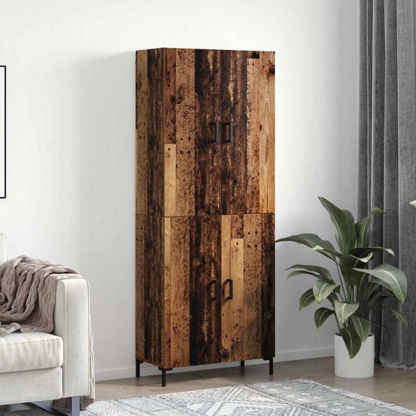 vidaXL Highboard Staré drevo 69,5 x 34 x 180 cm Kompozitné drevo
