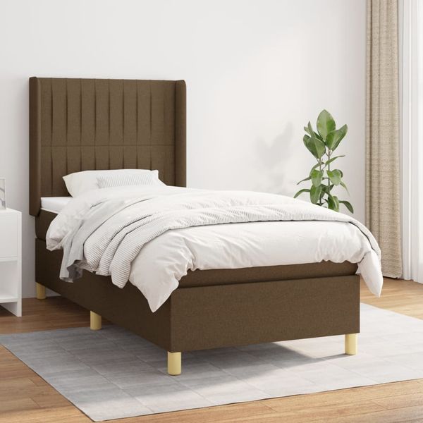 vidaXL Boxspring posteľ s matracom tmavohnedá 90x190 cm látka