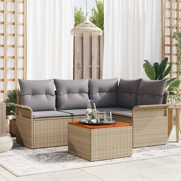 vidaXL Súprava záhradných pohoviek 5 pcs Beige a svetlo šedá polyratan