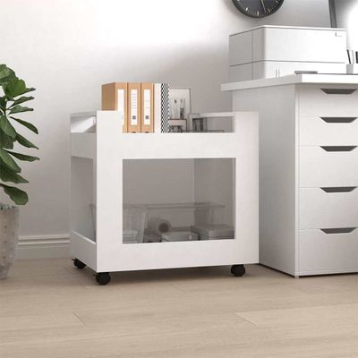 vidaXL Stolový vozík biely 60x45x60 cm Upravené drevo