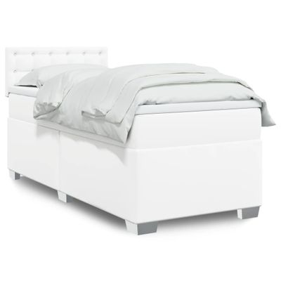 vidaXL Boxspring posteľ s matracom biela 90x200 cm umelá koža
