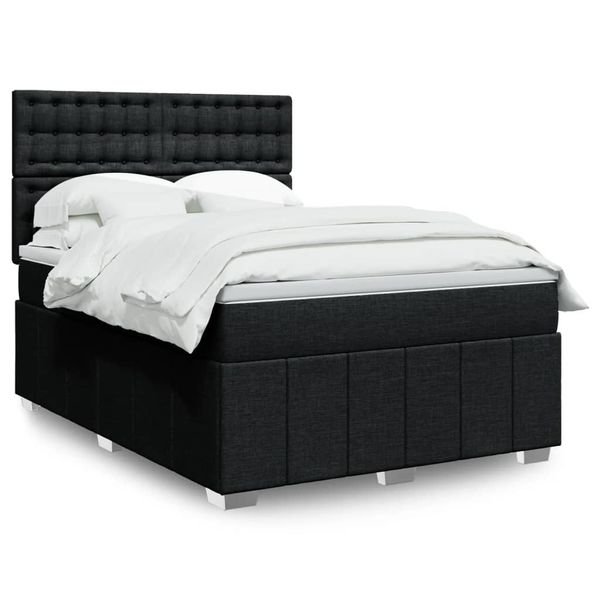 vidaXL Posteľný rám boxspring s matracom čierny 160x200 cm látka