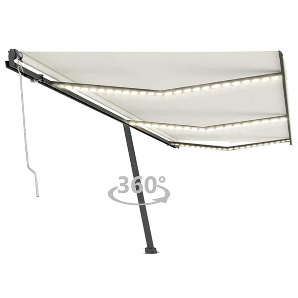 vidaXL Automatická markíza s LED a senzorom vetra 600x300 cm krémová
