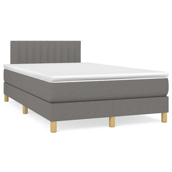 vidaXL Boxspring posteľ s matracom a LED, tmavosivá 120x190 cm, látka