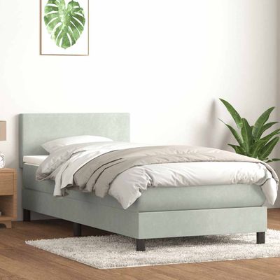 vidaXL Posteľný rám boxsping s matracom bledosivý 90x220 cm zamat