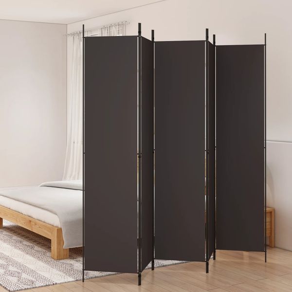 vidaXL 5-panelový paraván hnedá 250x220 cm látkový