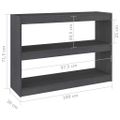 vidaXL Knižnica/deliaca stena sivá 100x30x71,5 cm masívna borovica