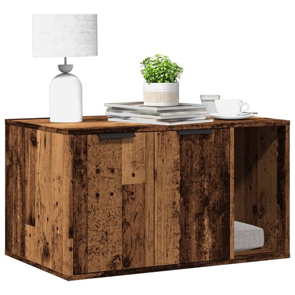 vidaXL Uzavretý box na stelivo staré drevo 80x50x45cm kompozitné drevo