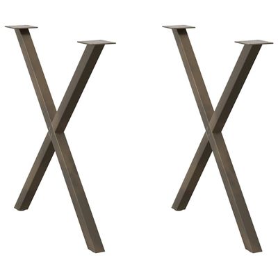 vidaXL Nohy k jedálenskému stolu v tvare X, 2 ks, prírodná oceľ, 80 x (72-73) cm, oceľ