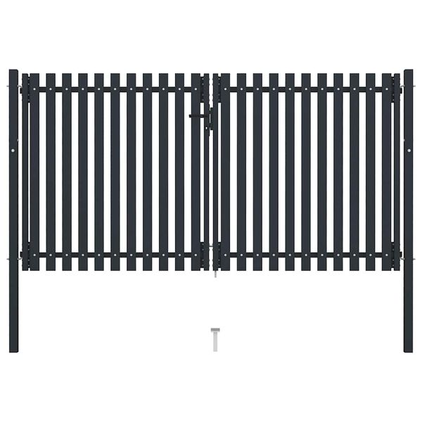 vidaXL Dvojkrídlová plotová brána z ocele 300x150 cm antracitová