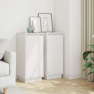 vidaXL Komody 2 ks biele 31,5x34x75 cm borovicový masív