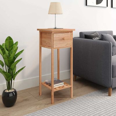 vidaXL Príručný stolík so zásuvkou 25x25x60cm masívne orechové drevo