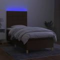 vidaXL Posteľ boxsping s matracom a LED tmavohnedá 90x200 cm látka