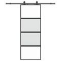 vidaXL Posuvné dvere s kovaním čierne 76x205 cm tvrdené sklo