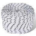 vidaXL Spletané lodné lano biele 8 mm 250 m polyester