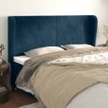 vidaXL Čelo postele so záhybmi tmavomodrá 163x23x118/128 cm zamat