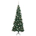 vidaXL Rohový umelý vianočný strom s 300 LED-i Zelená 180 cm PVC a kov
