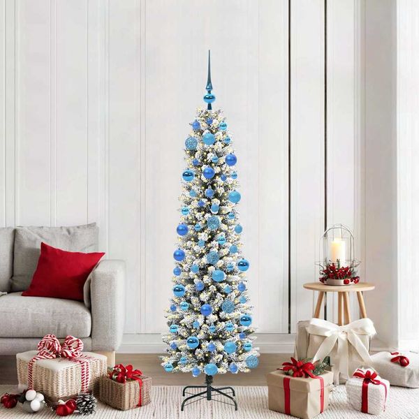 vidaXL Umelý vianočný stromček Biela 180 cm PVC, kov a plast