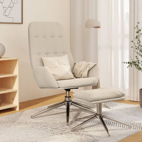 vidaXL Relaxačné kreslo s podnožkou krémové mikrovláknová látka