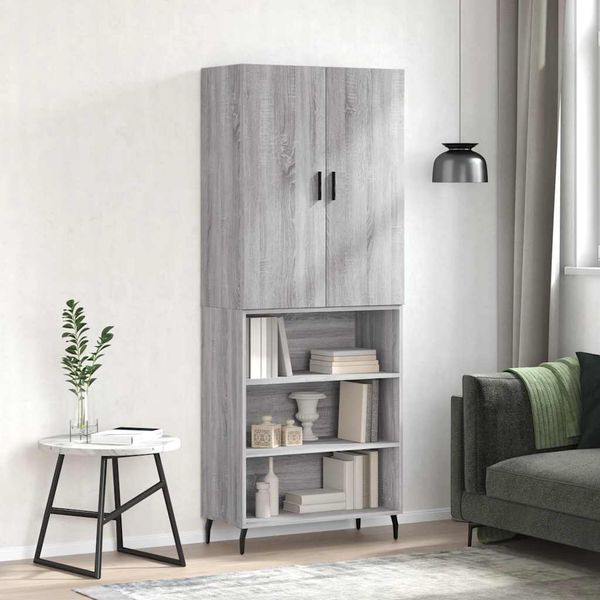 vidaXL Vysoká skrinka sivý dub sonoma 69,5x34x180 cm spracované drevo