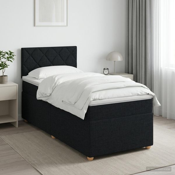 vidaXL Posteľ boxspring s matracom Čierna 100 x 200 cm Látka